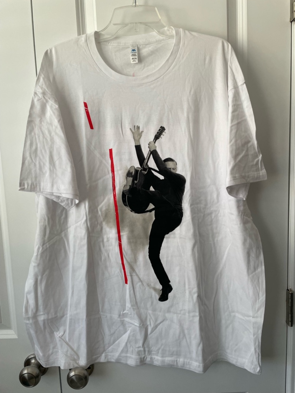 Bryan Adams Men's White Graphic Short Sleeve Tee - Black & Red Print